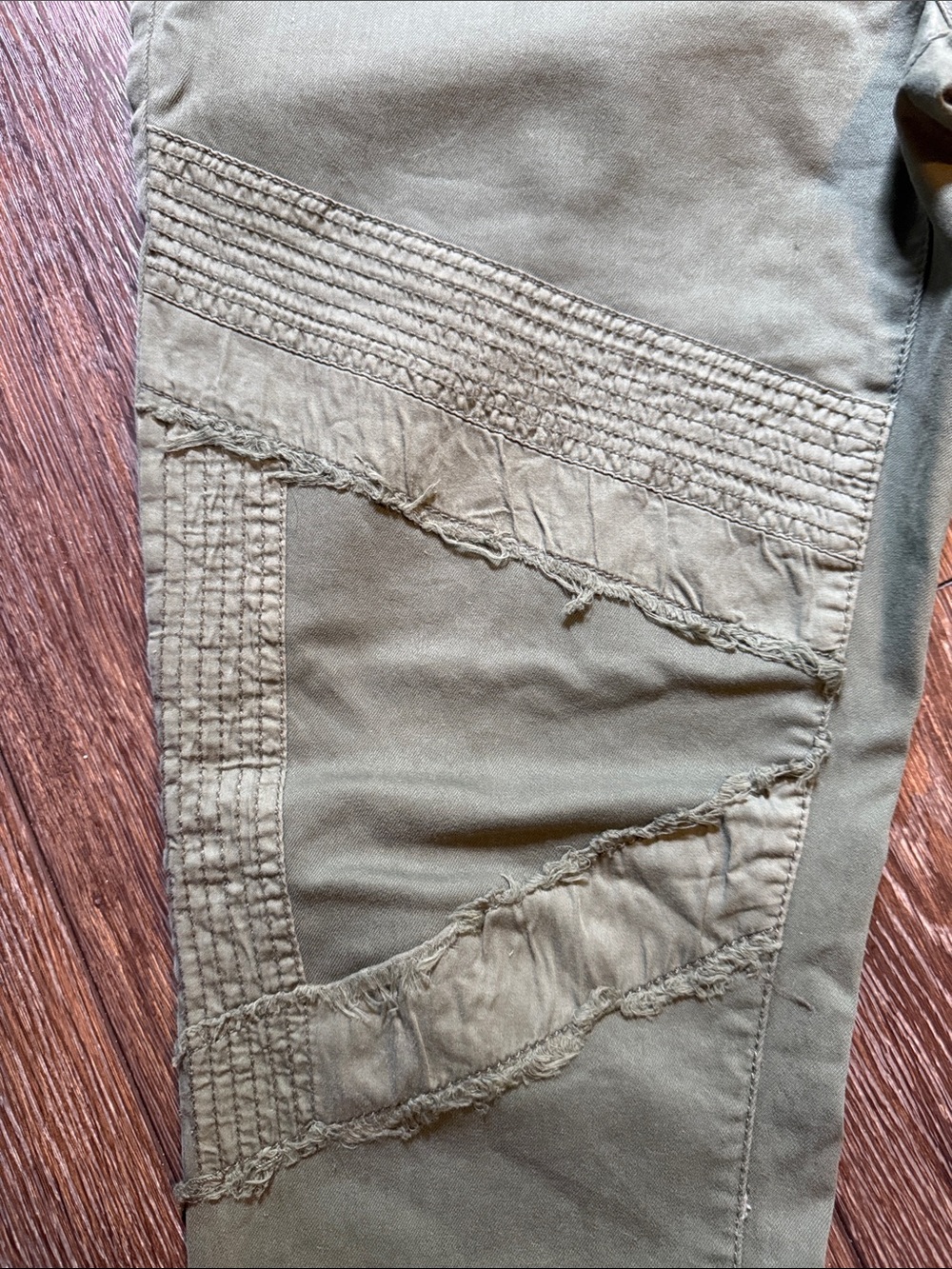 Anthropologie Olive Green Cropped Distressed Jeans - Picture 2 of 6